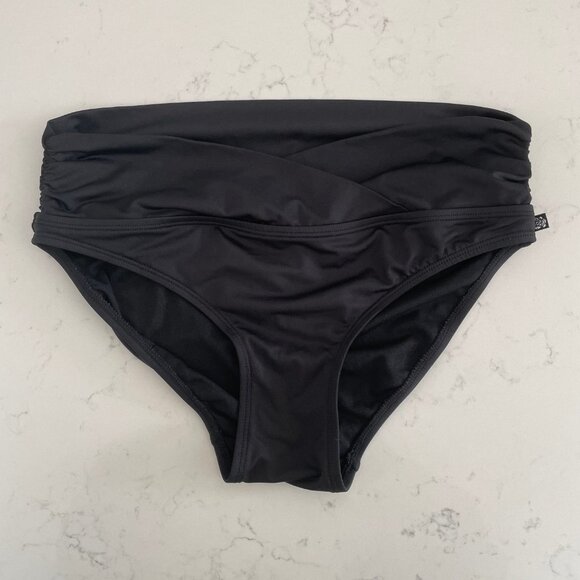 la Vie en Rose Aqua Polyester Elastane Bikini Bottoms w Side Ruching Black Sz S - Picture 7 of 7